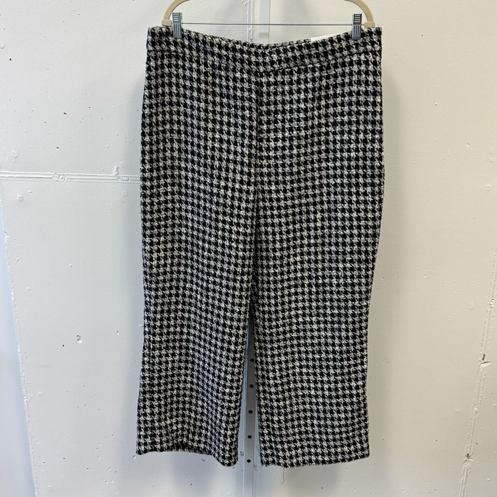 NWT Ann Taylor Factory Houndstooth The Slim Wide Leg Ankle Pants High Rise Sz 16